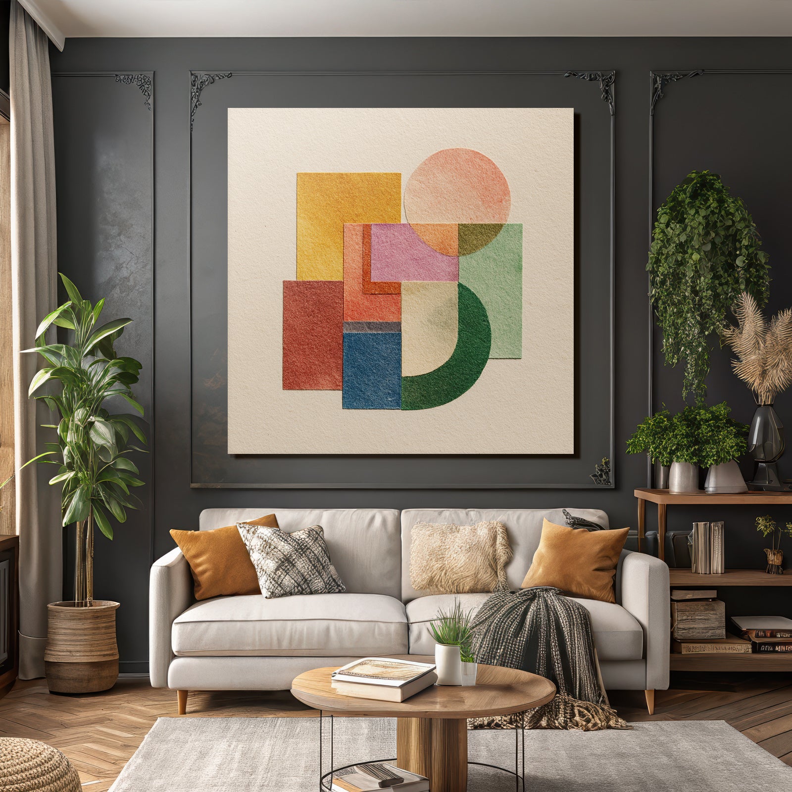 Abstrakte Komposition Geometrische Formen Farben Collage Kunstwerk