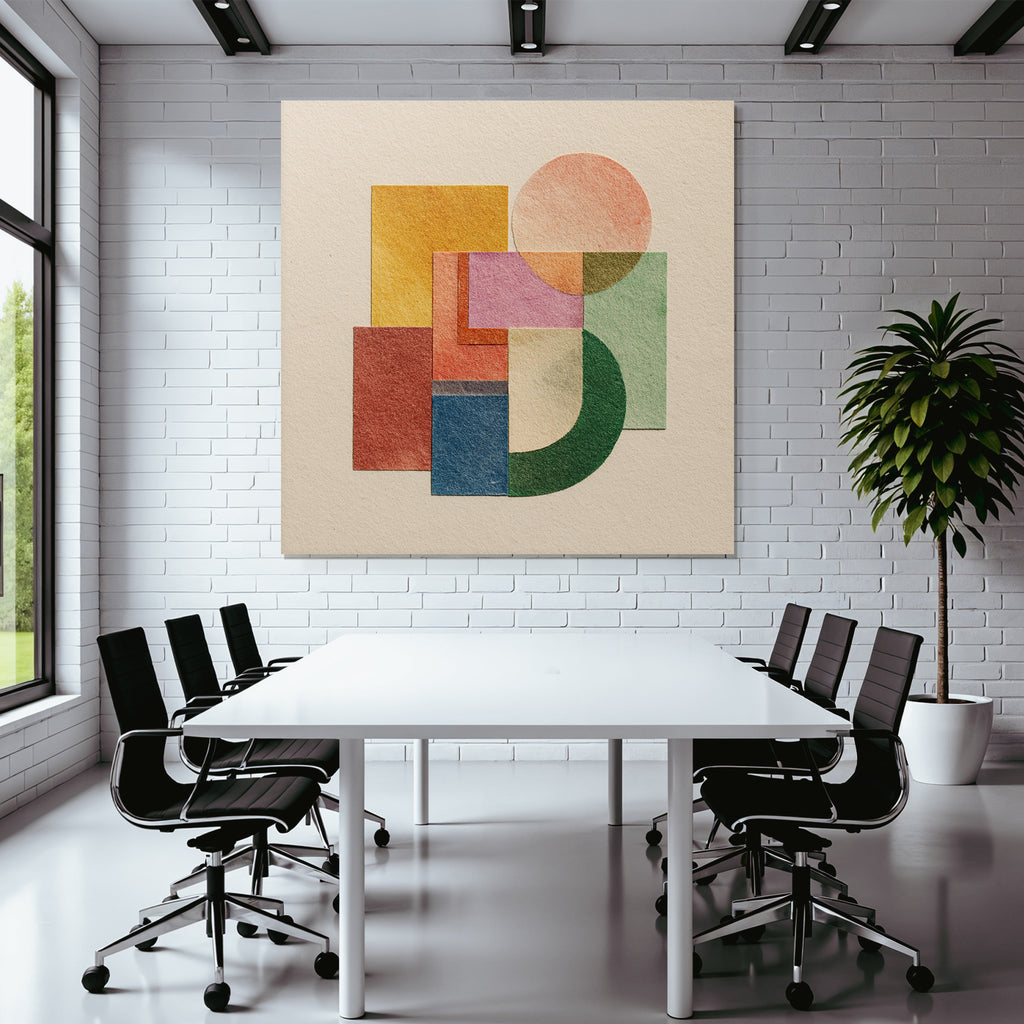 Abstract Composition Geometric Shapes Colors Collage Artwork