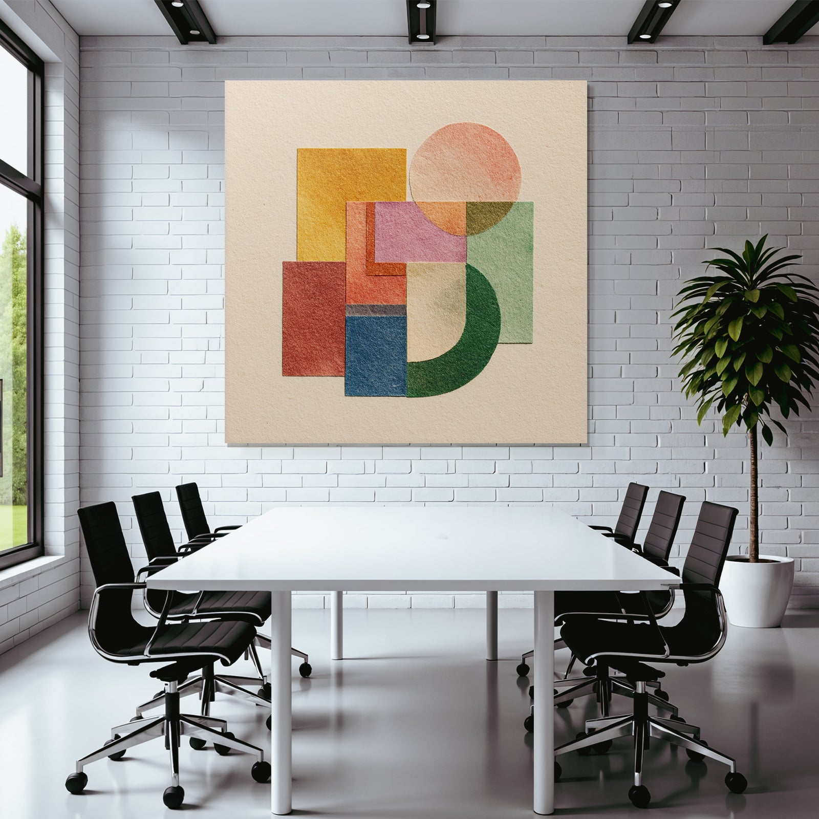 Abstrakte Komposition Geometrische Formen Farben Collage Kunstwerk