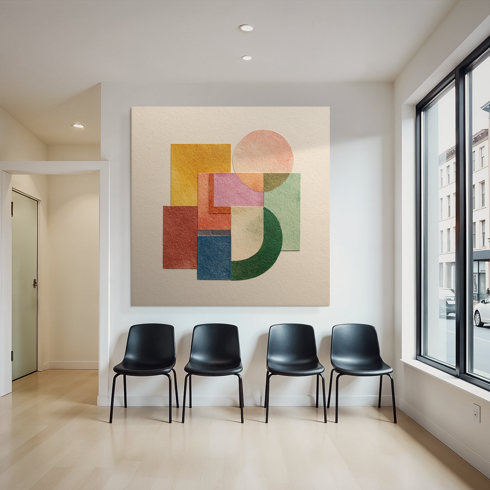 Abstrakte Komposition Geometrische Formen Farben Collage Kunstwerk