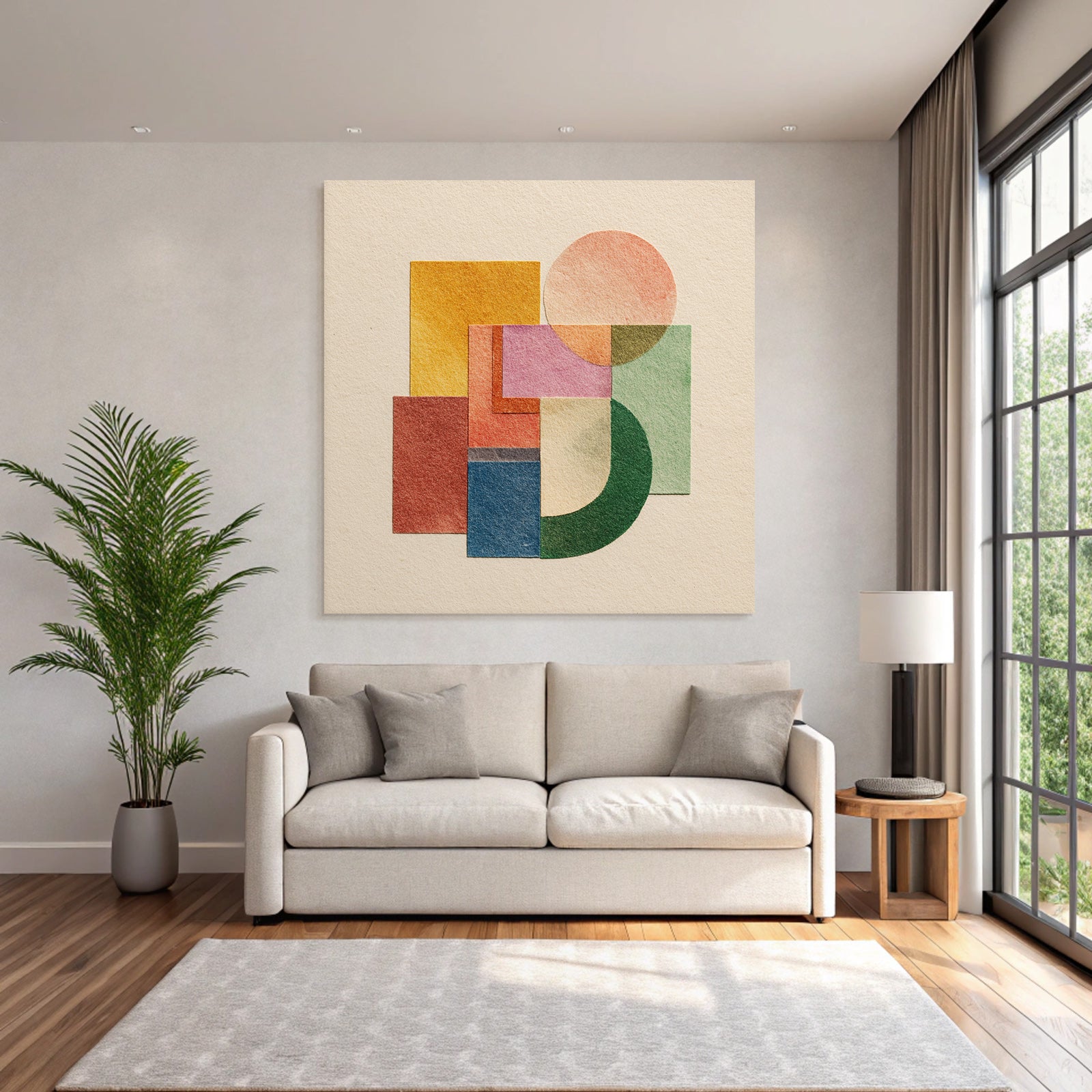 Abstrakte Komposition Geometrische Formen Farben Collage Kunstwerk