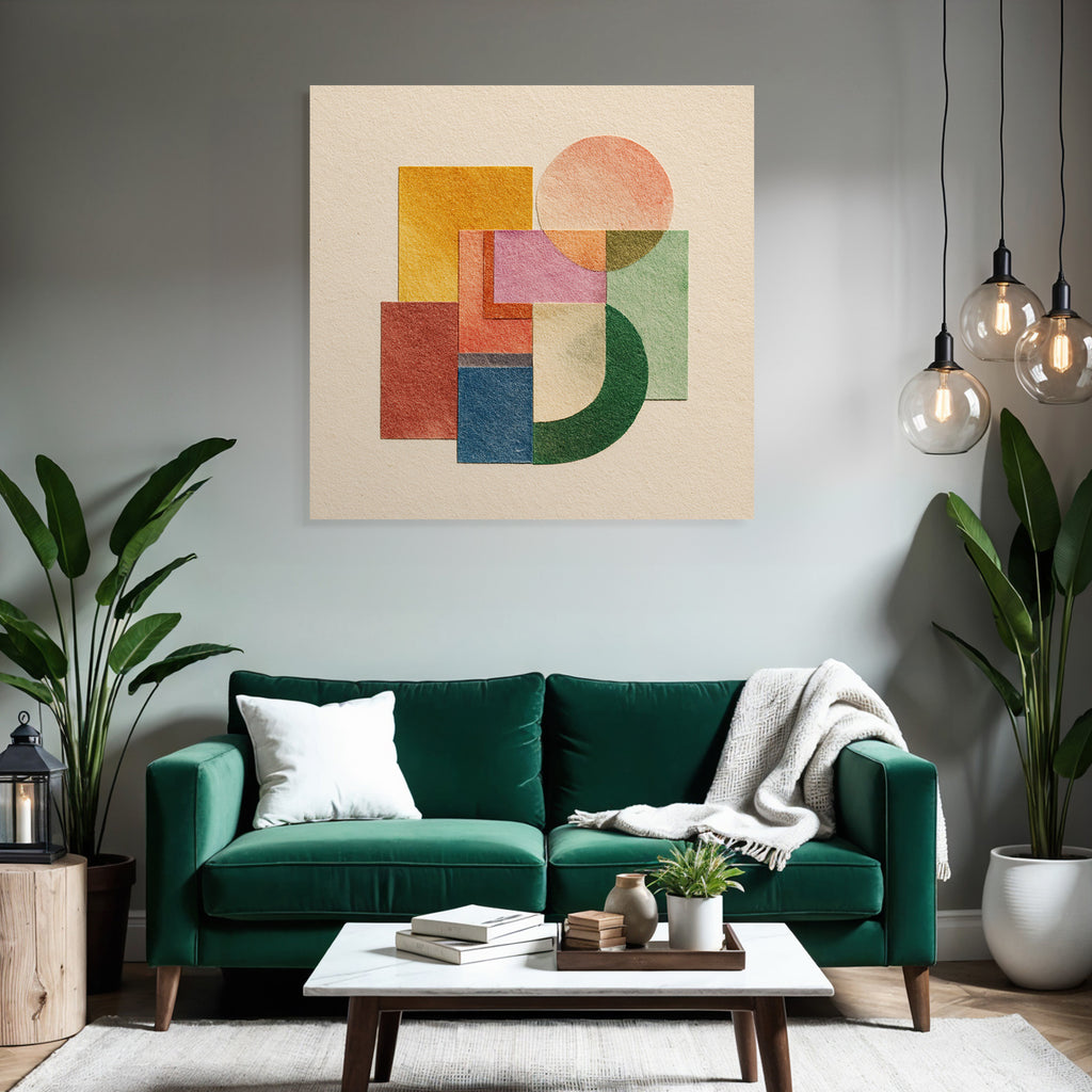 Abstract Composition Geometric Shapes Colors Collage Artwork