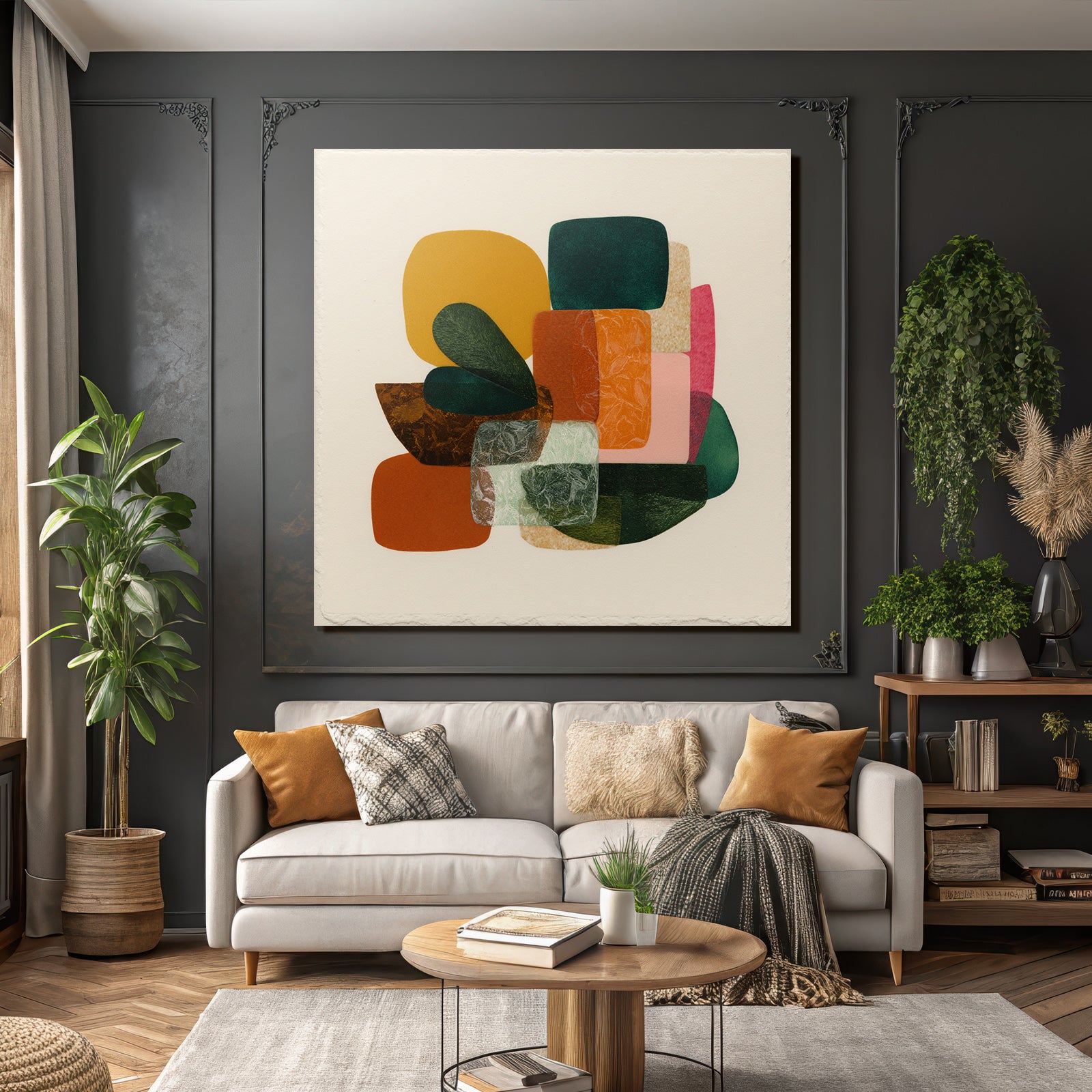 Abstract composition different shapes colors