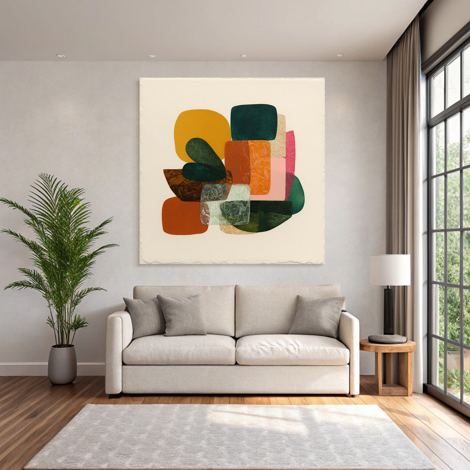 Abstract composition different shapes colors