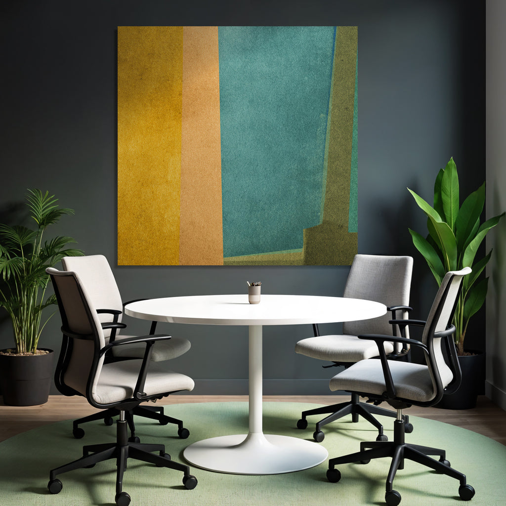 Abstrakte Kunst Farbbloecke Gelb Orange Blau Texturiert