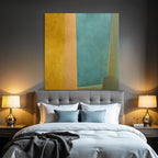 Abstrakte Kunst Farbbloecke Gelb Orange Blau Texturiert