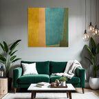 Abstrakte Kunst Farbbloecke Gelb Orange Blau Texturiert