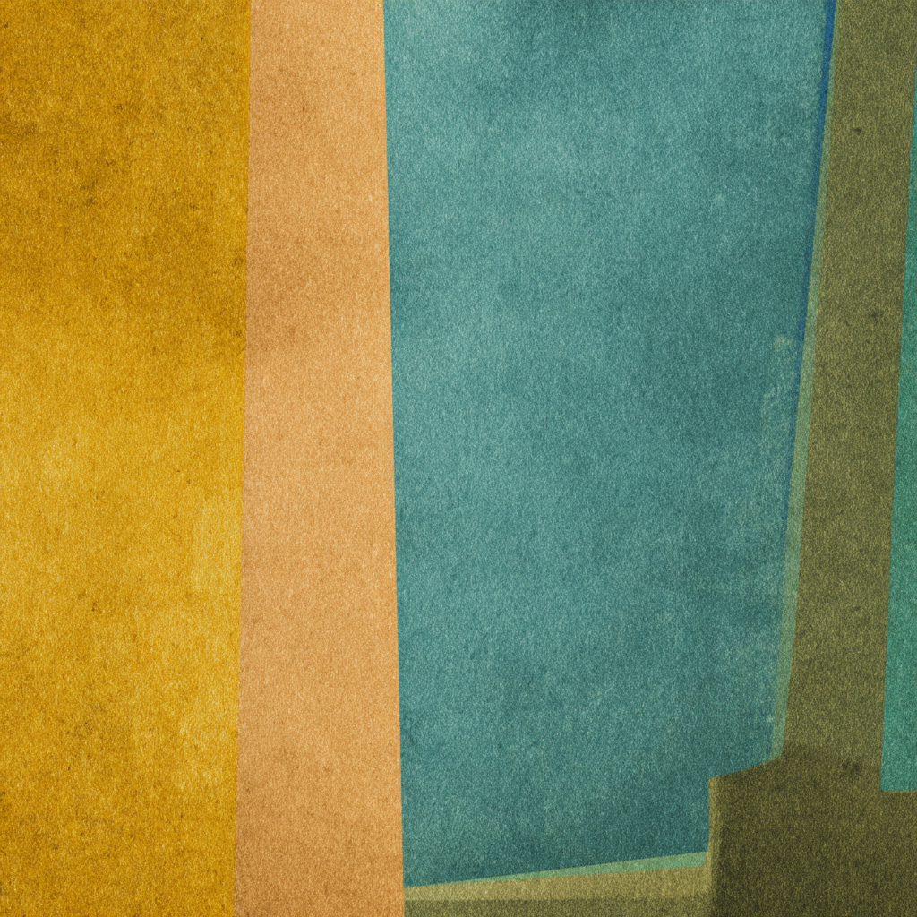 Abstrakte Kunst Farbbloecke Gelb Orange Blau Texturiert | Mid Century Modern | Einrichtungsstile