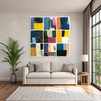Abstrakte Kunst Quadratische Farben Png