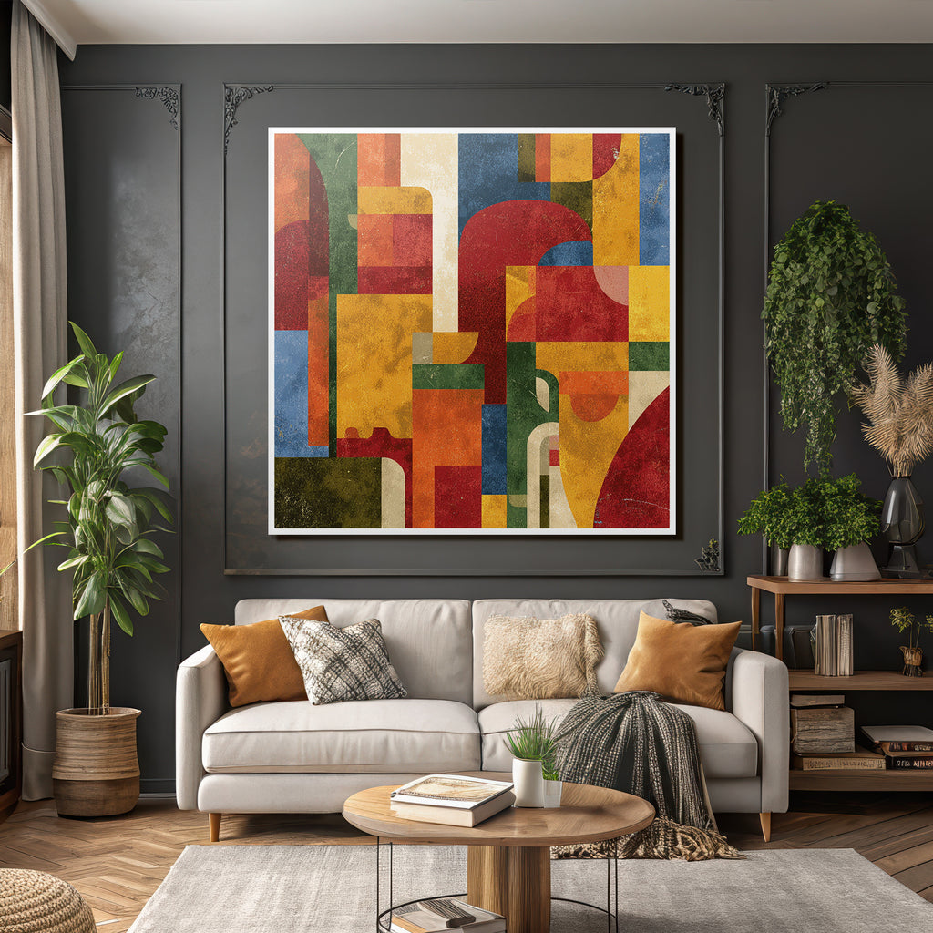 Abstraktes Kunstwerk Geometrische Formen Lebendige Farben