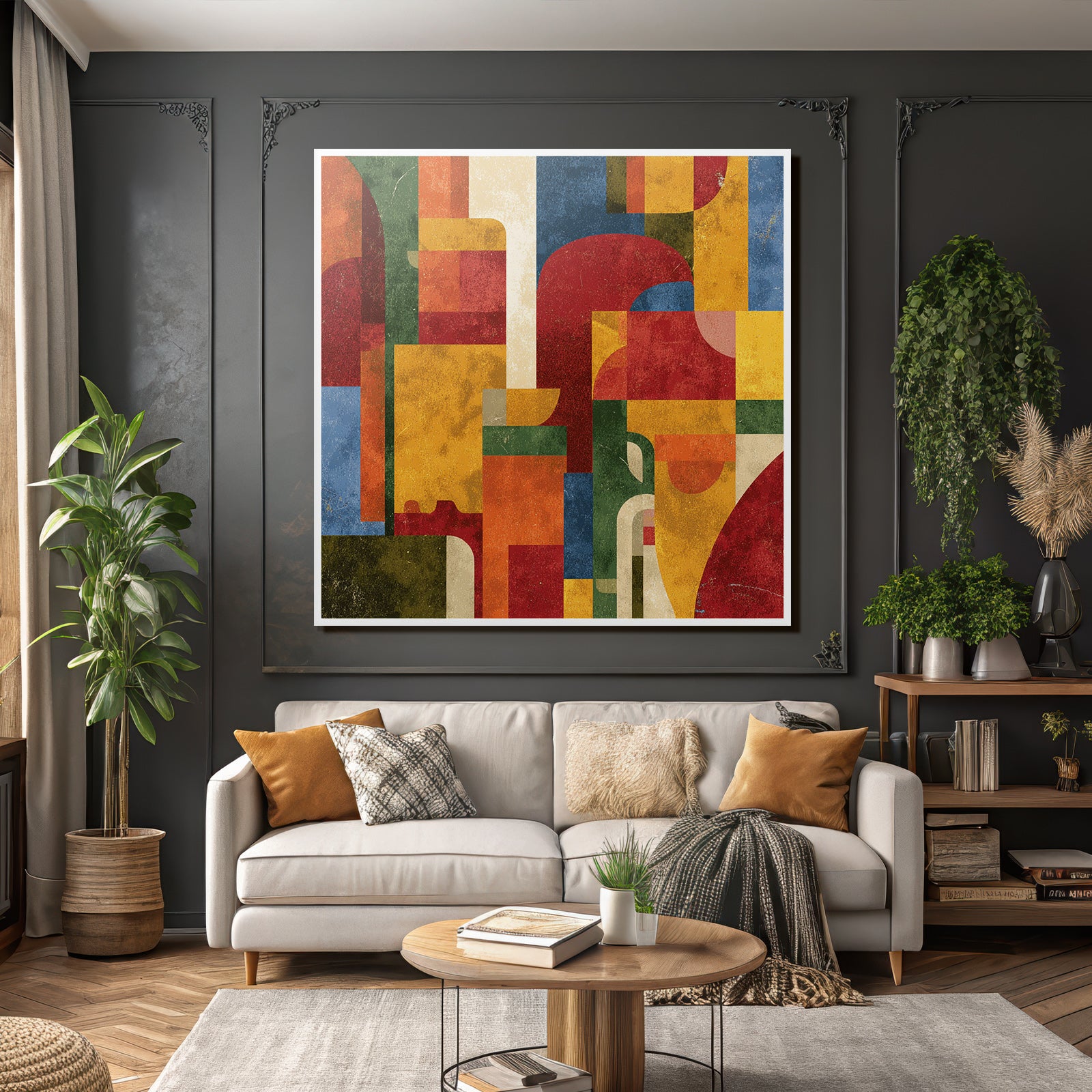 Abstraktes Kunstwerk Geometrische Formen Lebendige Farben