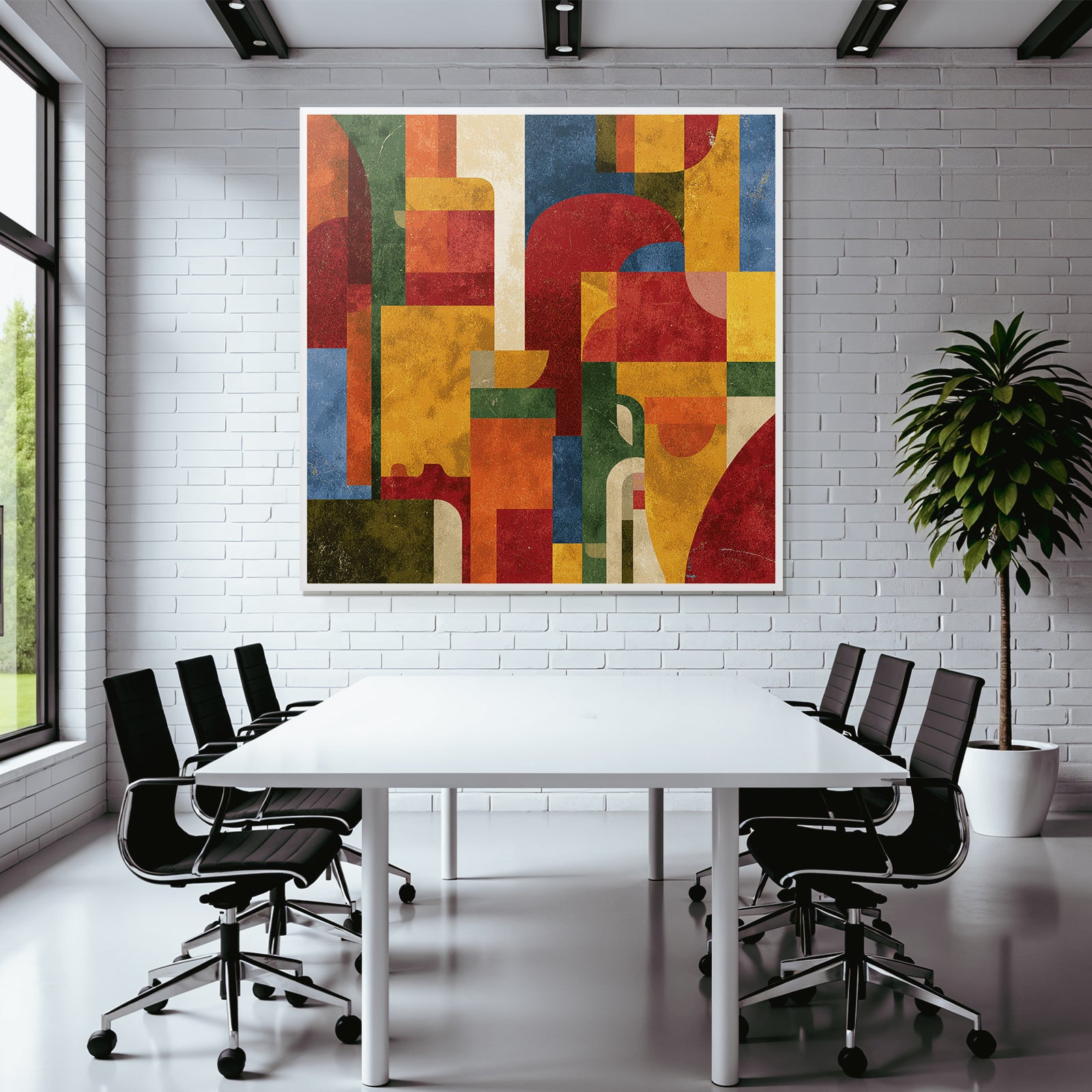 Abstraktes Kunstwerk Geometrische Formen Lebendige Farben