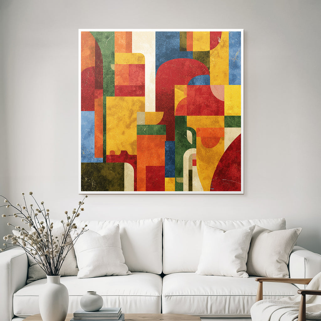 Abstraktes Kunstwerk Geometrische Formen Lebendige Farben