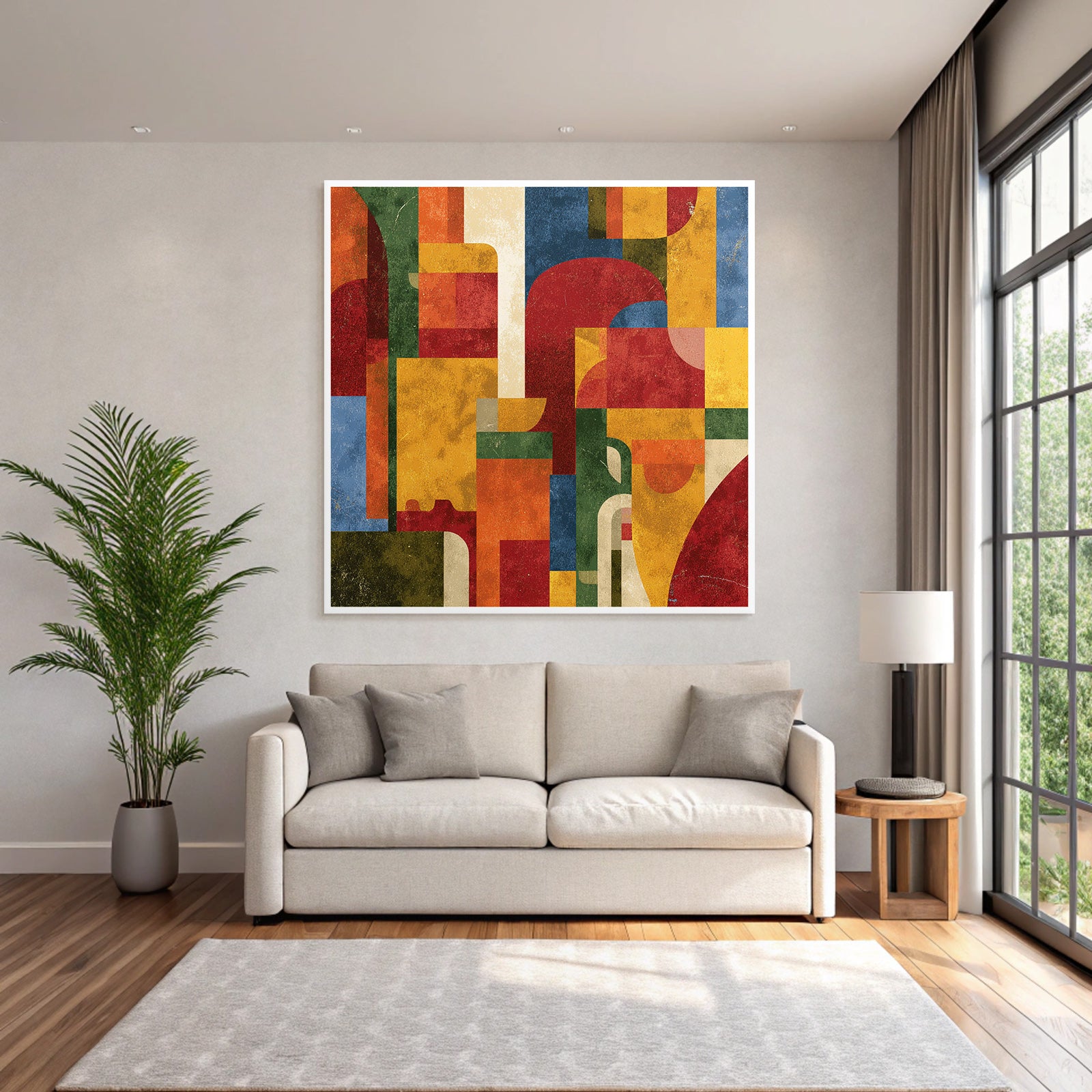 Abstraktes Kunstwerk Geometrische Formen Lebendige Farben