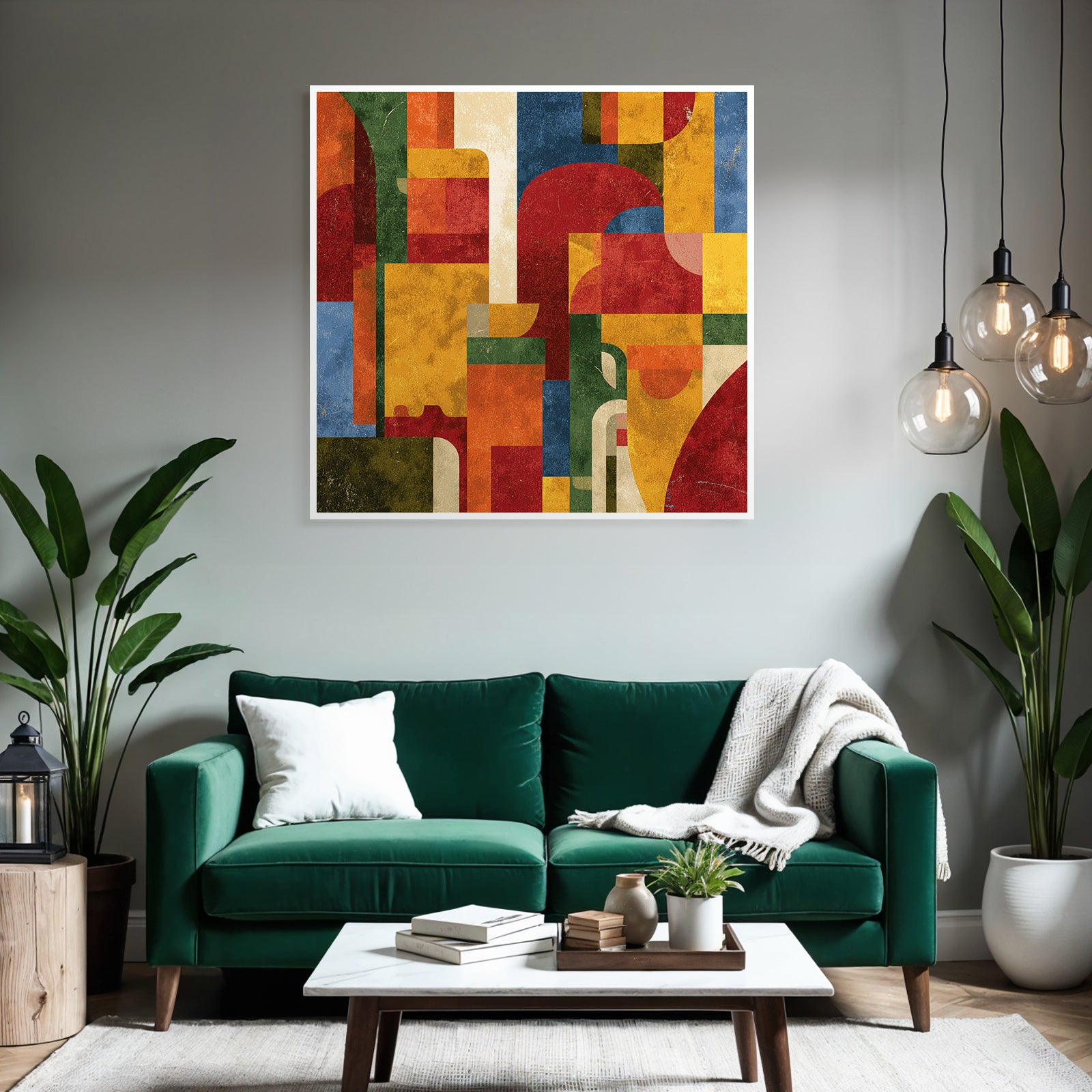 Abstraktes Kunstwerk Geometrische Formen Lebendige Farben