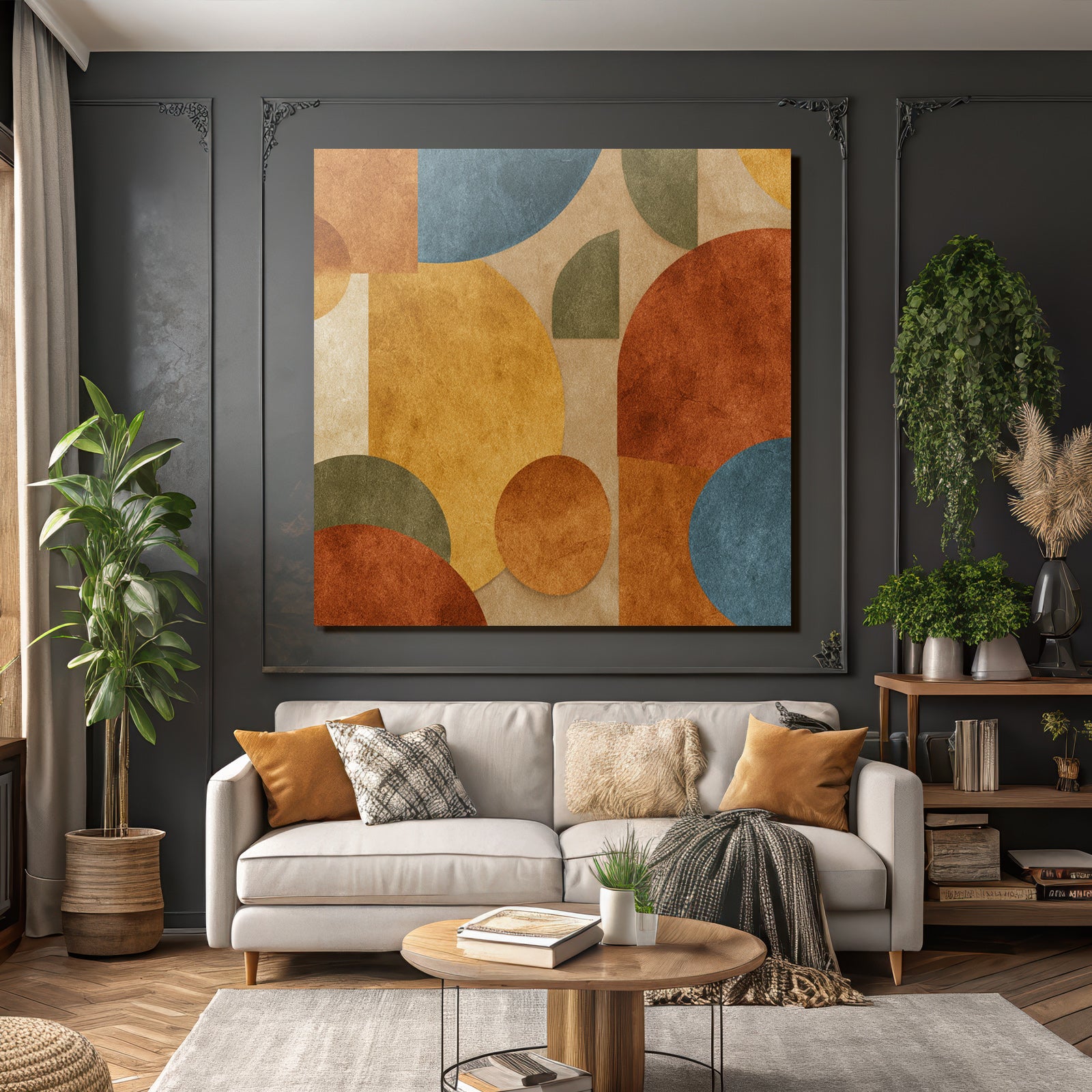 Abstraktes Design Erdtaene Kreise Rechtecke