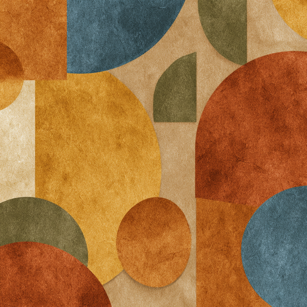 Abstraktes Design Erdtaene Kreise Rechtecke | Mid Century Modern | Einrichtungsstile