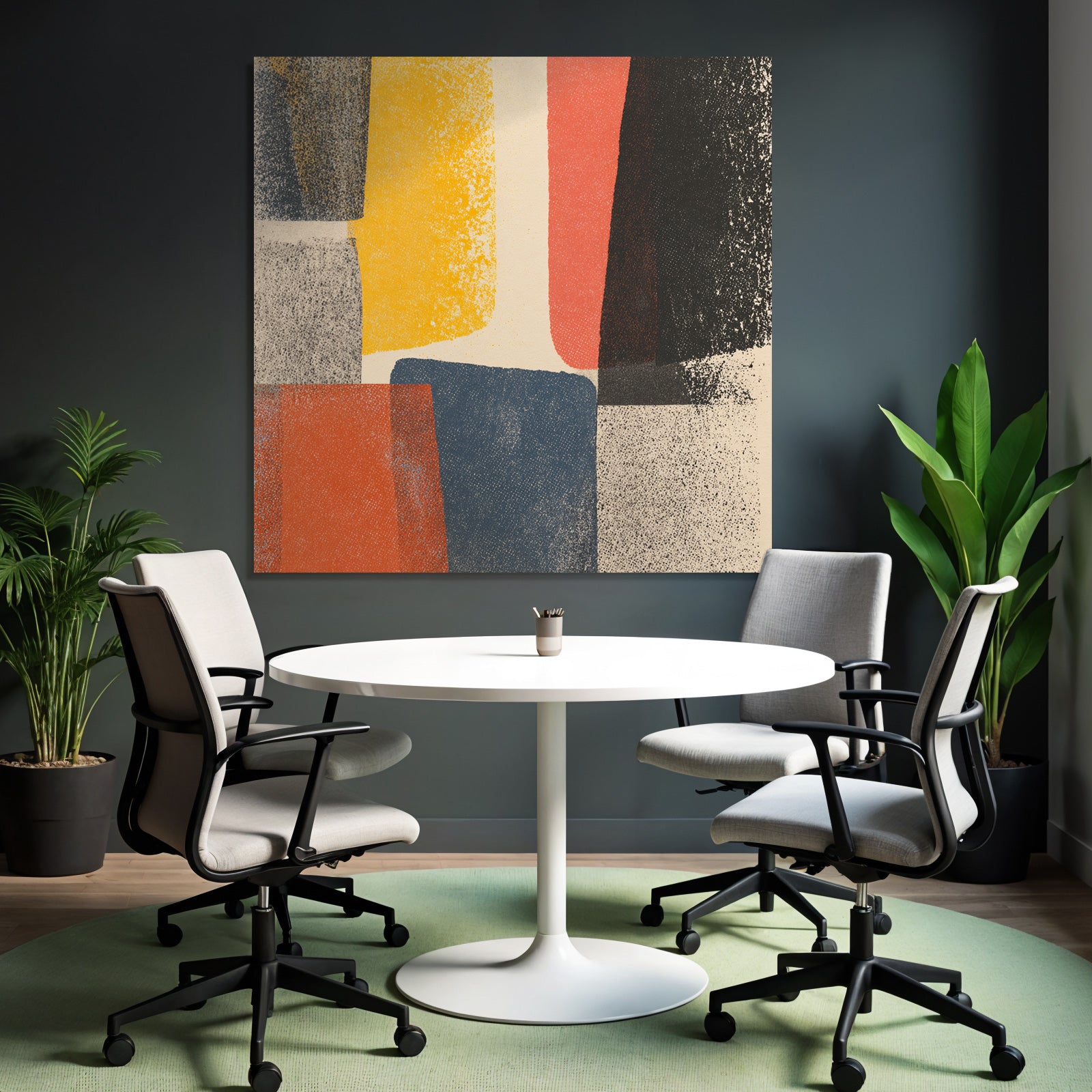 Abstraktes Design Formen Farben Gelb Rot Blau