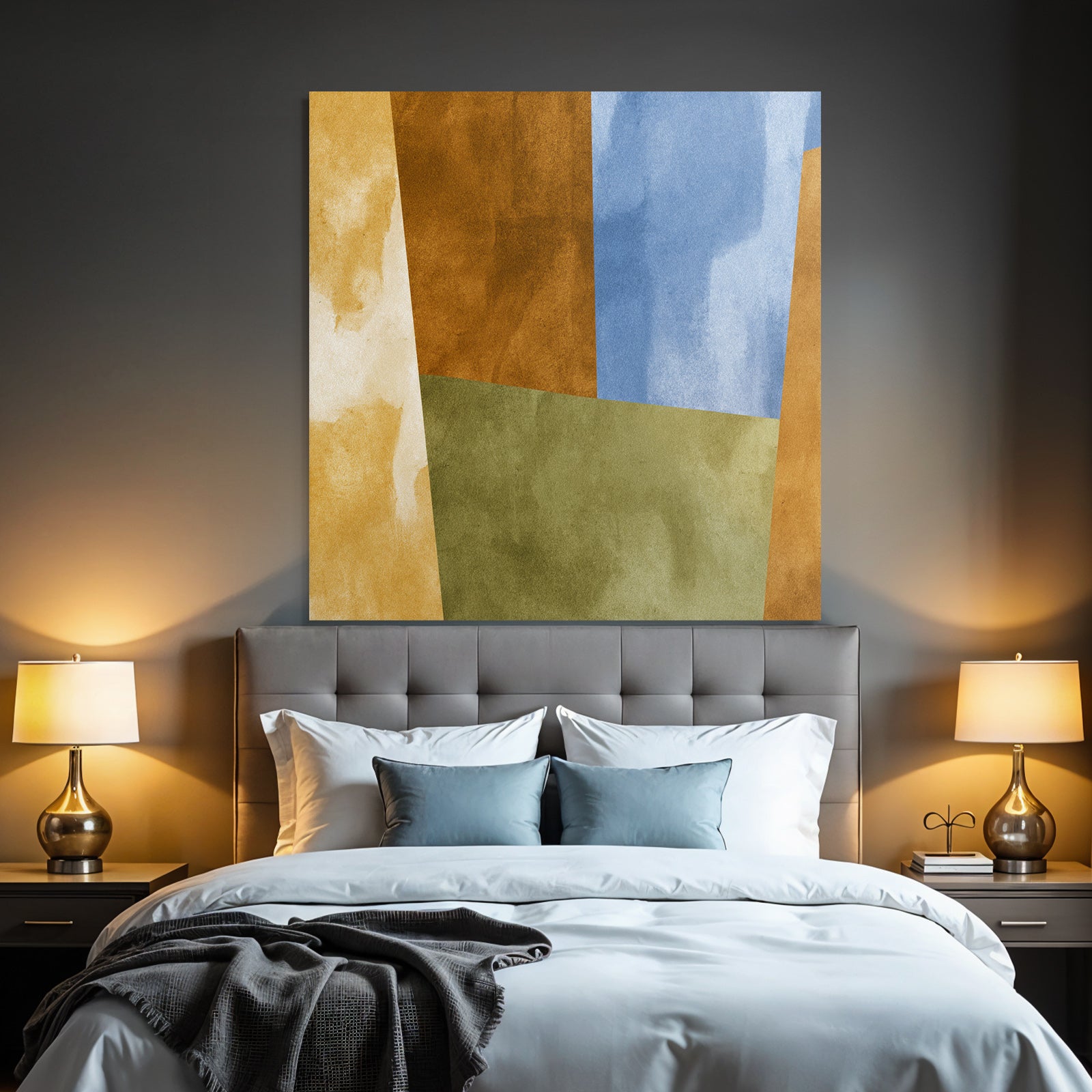 Abstraktes Design Geometrische Formen Braun Blau Gruen Beige