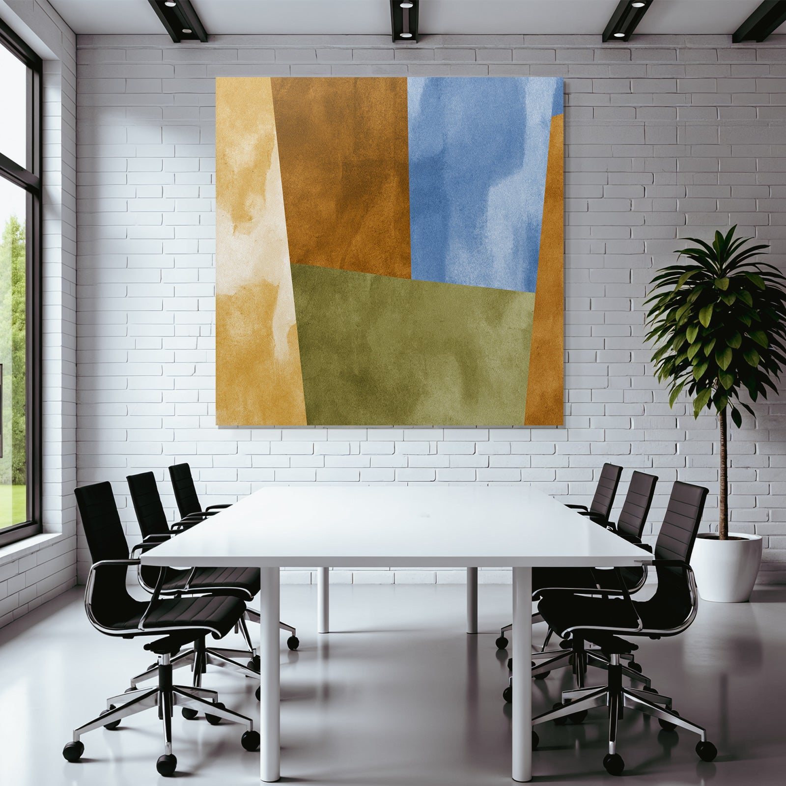 Abstraktes Design Geometrische Formen Braun Blau Gruen Beige