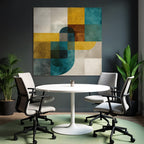 Abstraktes Design Geometrische Formen Farben Gelb Blau Braun