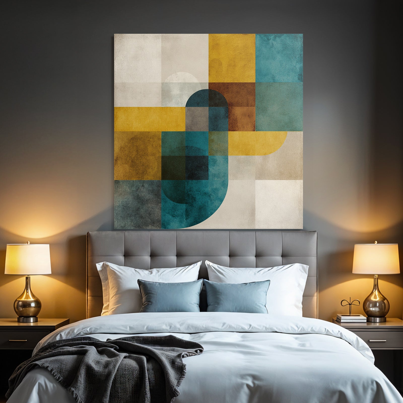 Abstraktes Design Geometrische Formen Farben Gelb Blau Braun