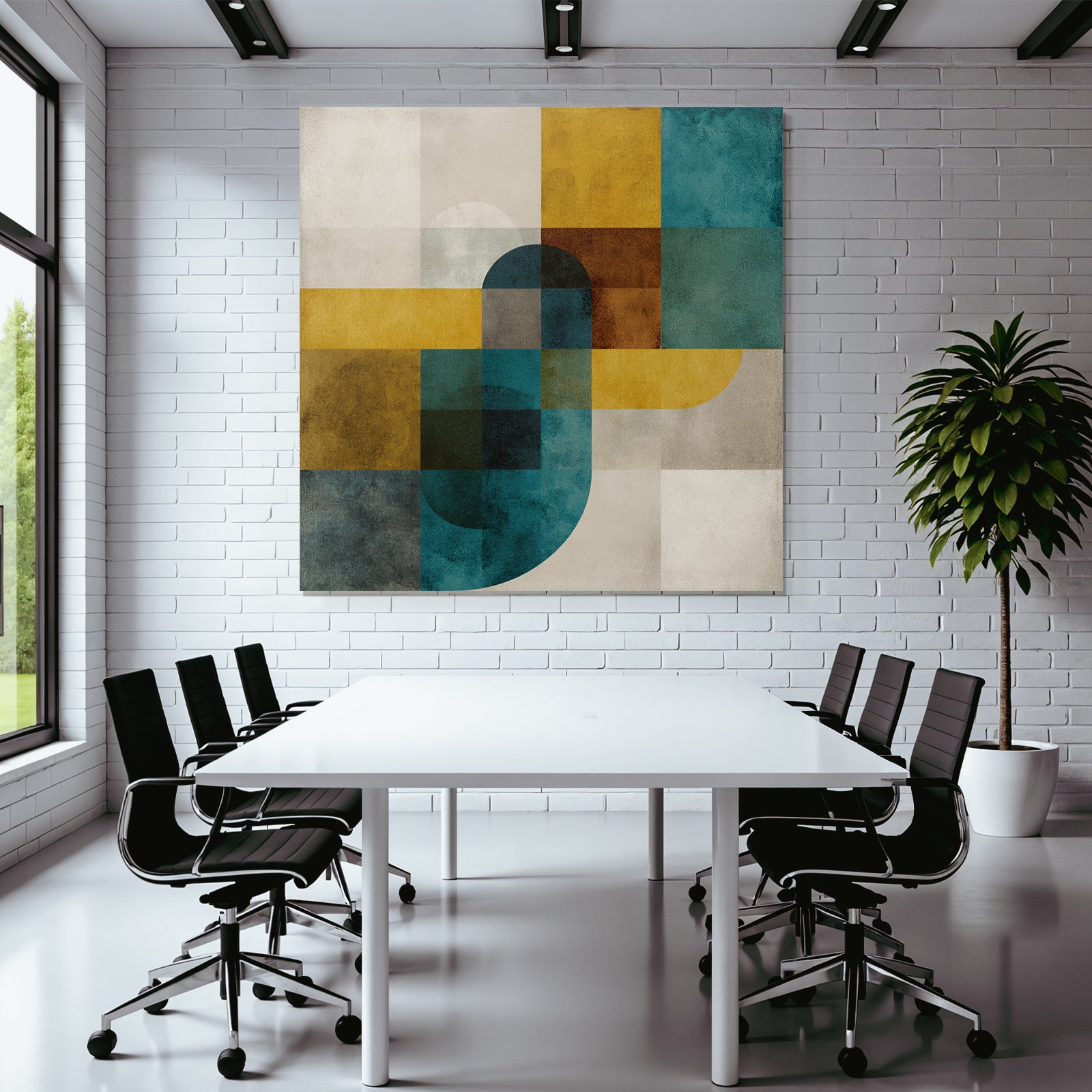 Abstraktes Design Geometrische Formen Farben Gelb Blau Braun