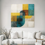 Abstraktes Design Geometrische Formen Farben Gelb Blau Braun
