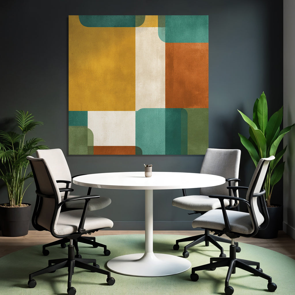 Abstraktes Design Geometrische Formen Gelbe Gruene Braune Farben