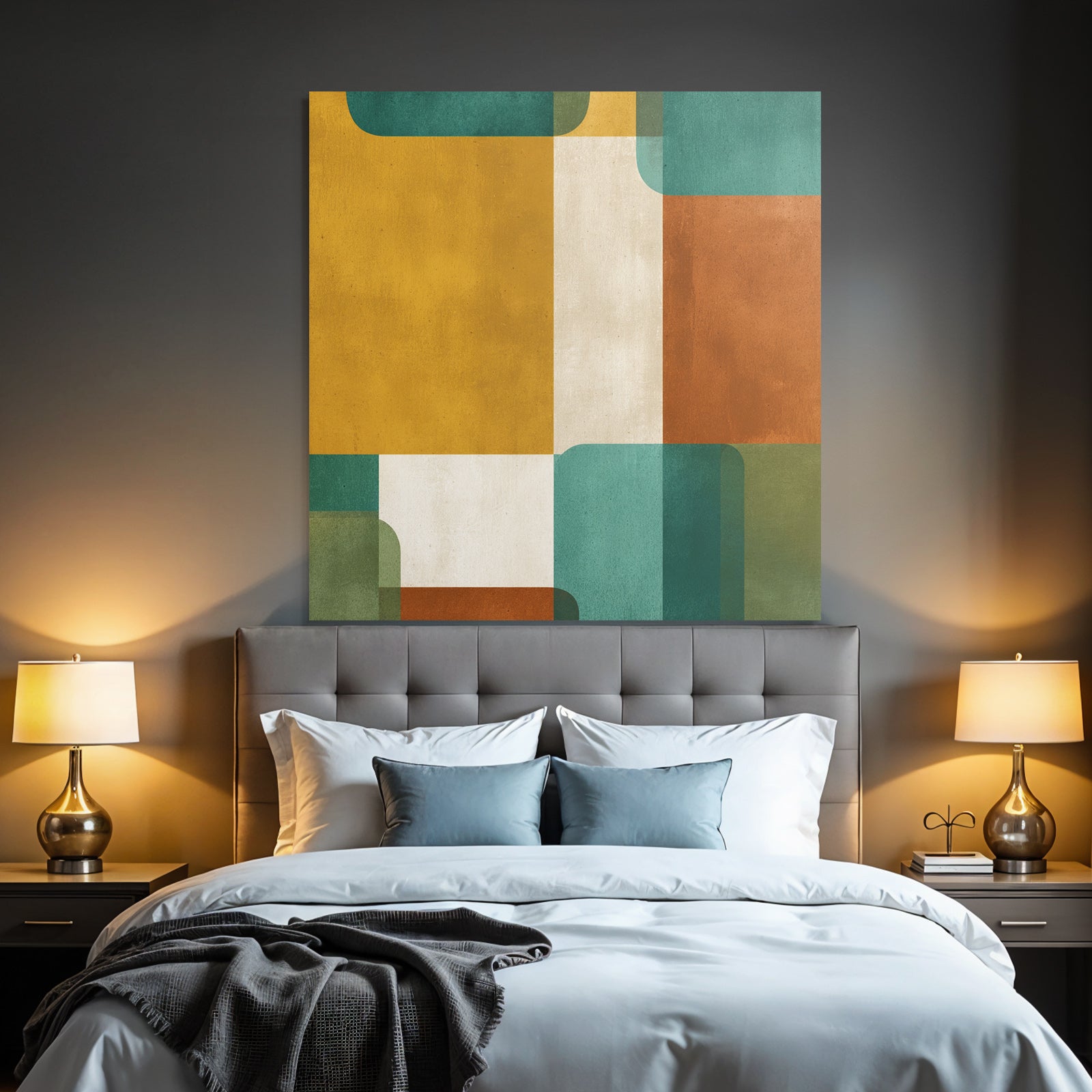 Abstraktes Design Geometrische Formen Gelbe Gruene Braune Farben