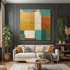 Abstraktes Design Geometrische Formen Gelbe Gruene Braune Farben