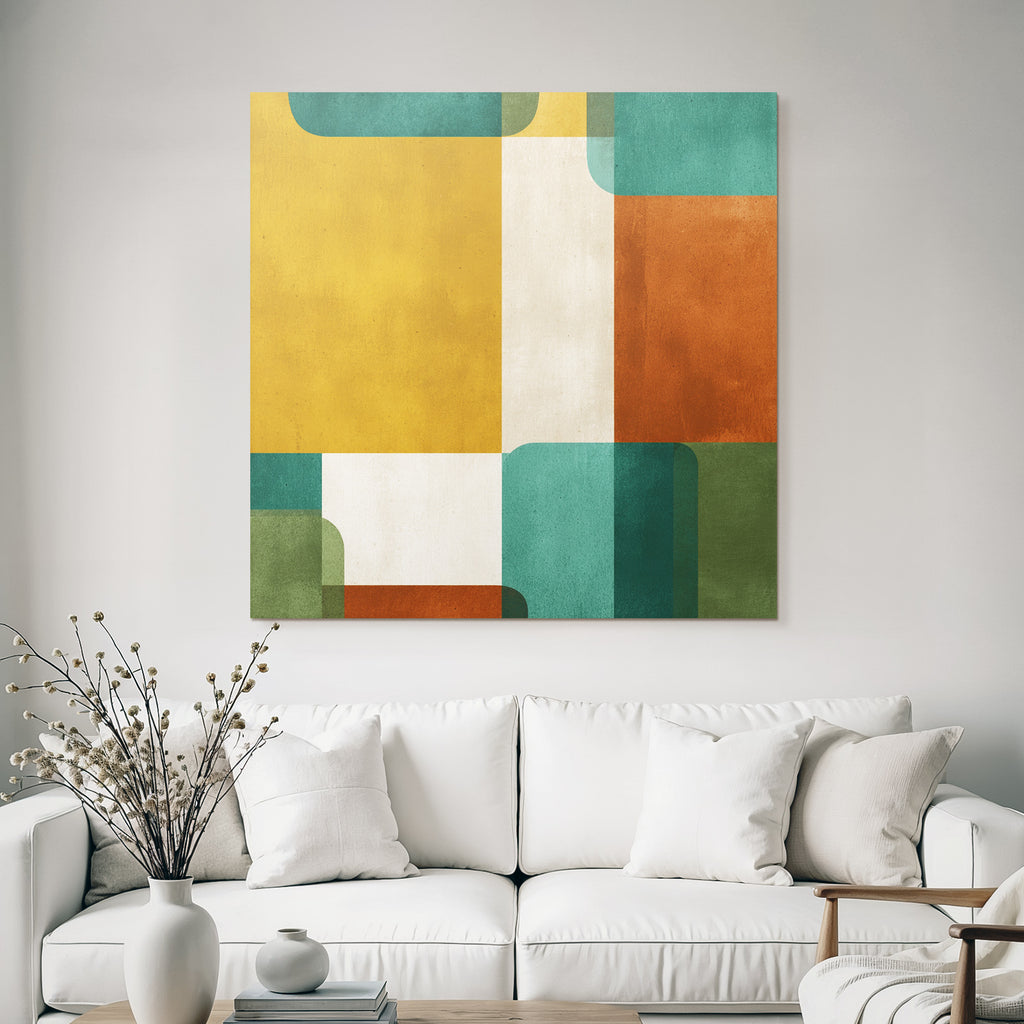 Abstraktes Design Geometrische Formen Gelbe Gruene Braune Farben