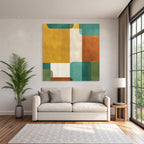 Abstraktes Design Geometrische Formen Gelbe Gruene Braune Farben