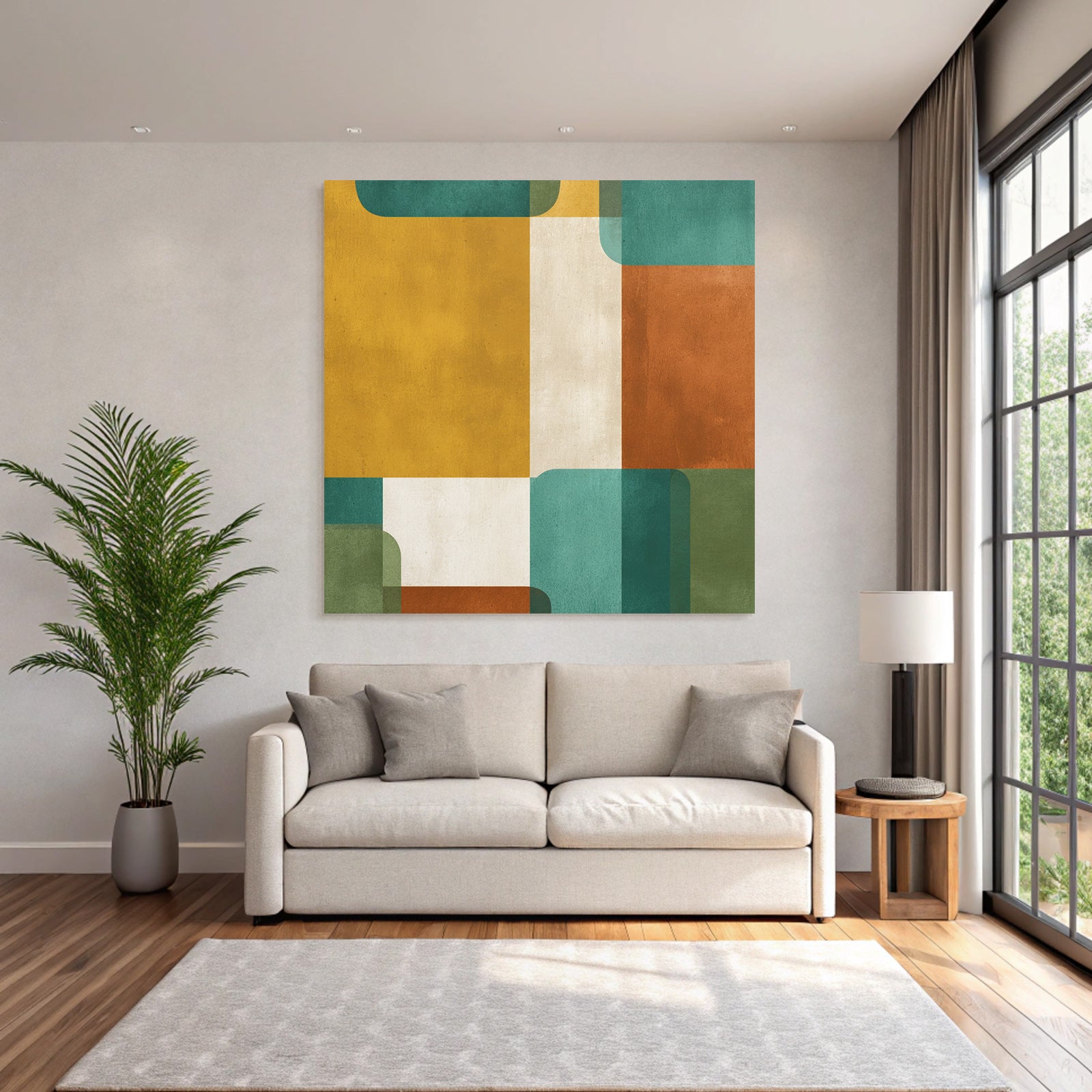 Abstraktes Design Geometrische Formen Gelbe Gruene Braune Farben