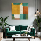 Abstraktes Design Geometrische Formen Gelbe Gruene Braune Farben