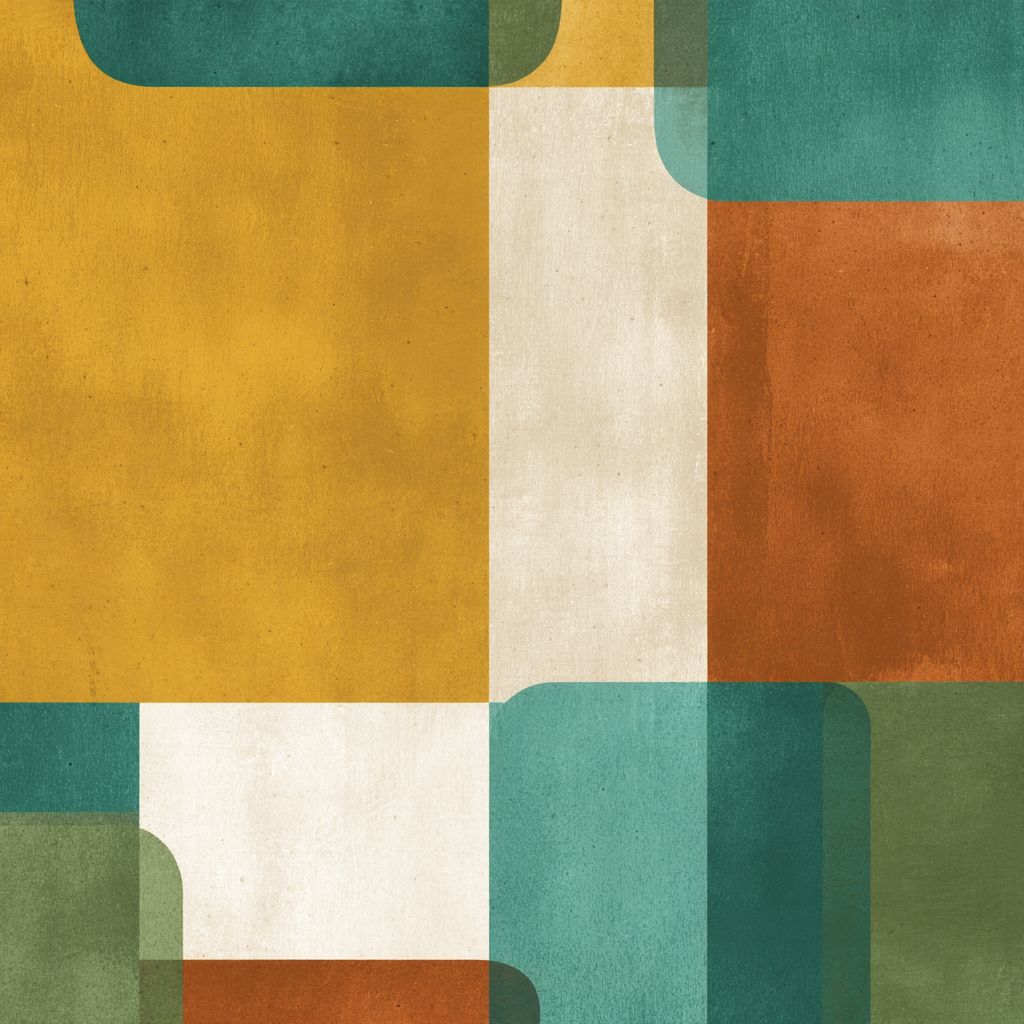 Abstraktes Design Geometrische Formen Gelbe Gruene Braune Farben | Mid Century Modern | Einrichtungsstile