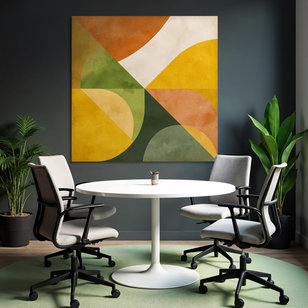 Abstraktes Design Geometrische Formen Warme Farben Orange Gruen Gelb Cremepng