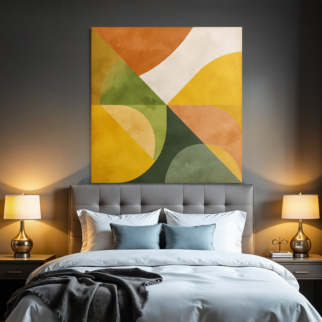 Abstraktes Design Geometrische Formen Warme Farben Orange Gruen Gelb Cremepng