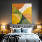 Abstraktes Design Geometrische Formen Warme Farben Orange Gruen Gelb Cremepng