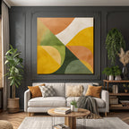 Abstraktes Design Geometrische Formen Warme Farben Orange Gruen Gelb Cremepng