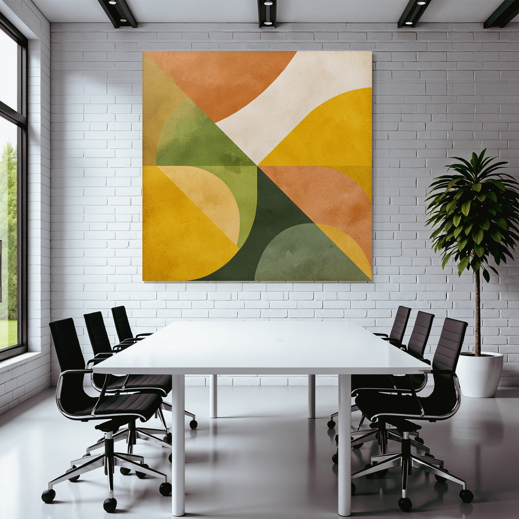 Abstraktes Design Geometrische Formen Warme Farben Orange Gruen Gelb Cremepng