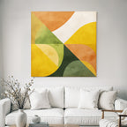 Abstraktes Design Geometrische Formen Warme Farben Orange Gruen Gelb Cremepng