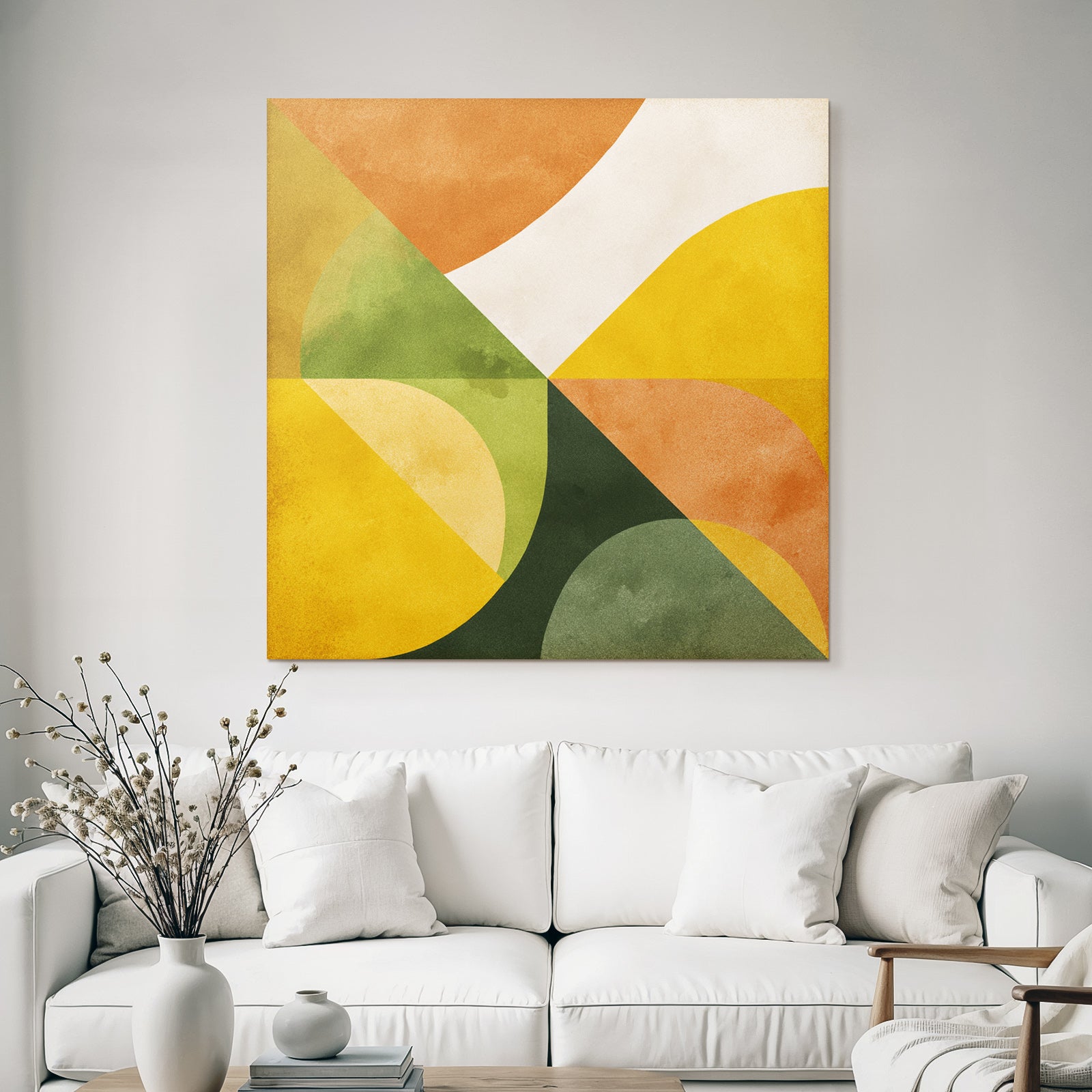 Abstraktes Design Geometrische Formen Warme Farben Orange Gruen Gelb Cremepng