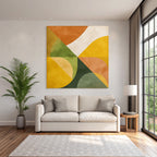 Abstraktes Design Geometrische Formen Warme Farben Orange Gruen Gelb Cremepng