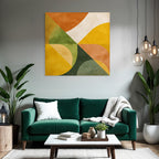 Abstraktes Design Geometrische Formen Warme Farben Orange Gruen Gelb Cremepng