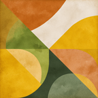 Abstraktes Design Geometrische Formen Warme Farben Orange Gruen Gelb Cremepng | Mid Century Modern | Einrichtungsstile