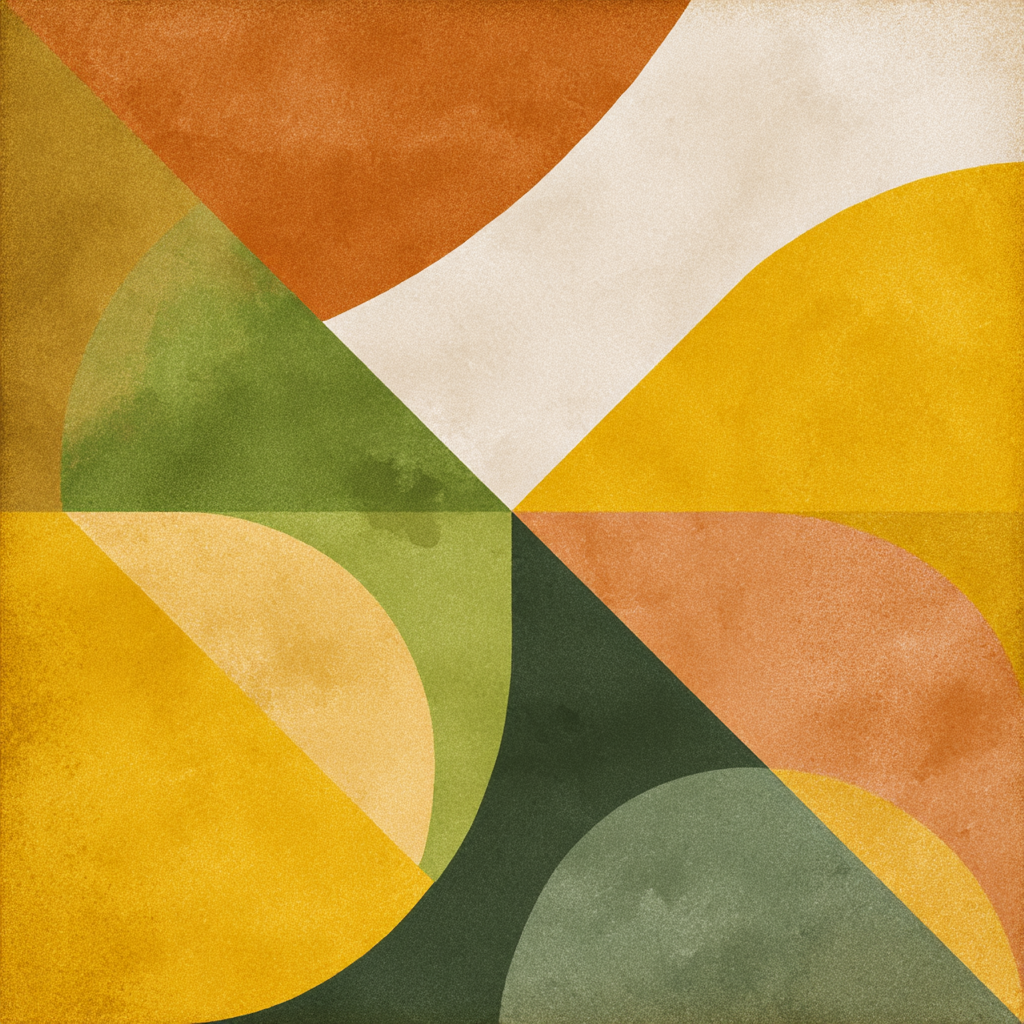 Abstraktes Design Geometrische Formen Warme Farben Orange Gruen Gelb Cremepng | Mid Century Modern | Einrichtungsstile