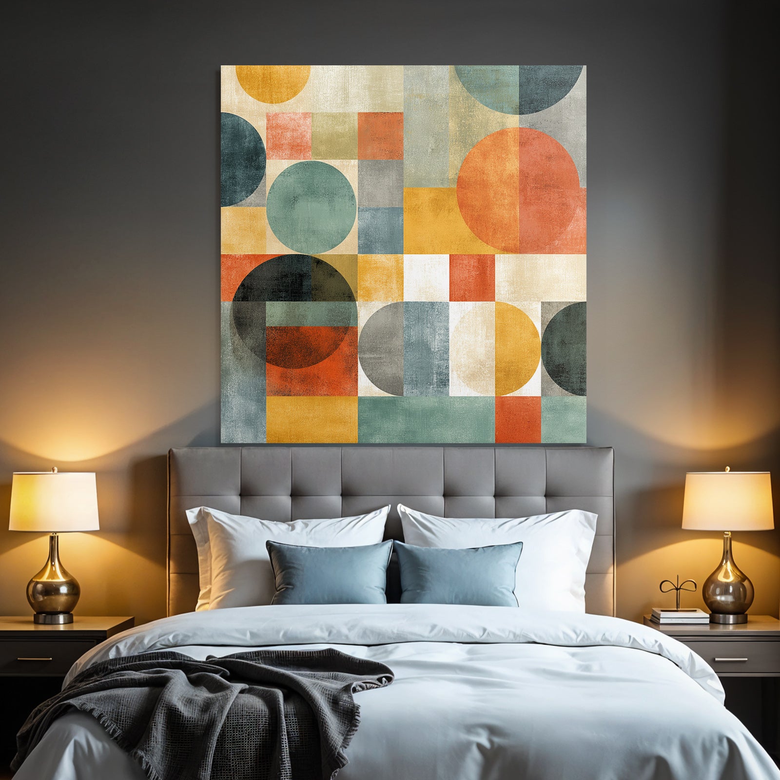 Abstraktes Design Kreise Quadrate Vielfaeltige Farben