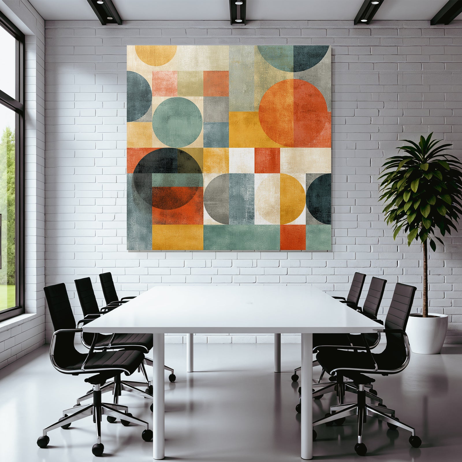 Abstraktes Design Kreise Quadrate Vielfaeltige Farben