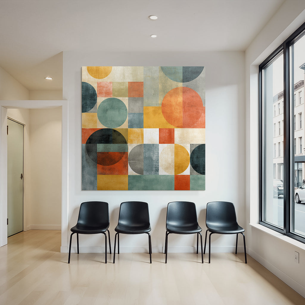 Abstraktes Design Kreise Quadrate Vielfaeltige Farben